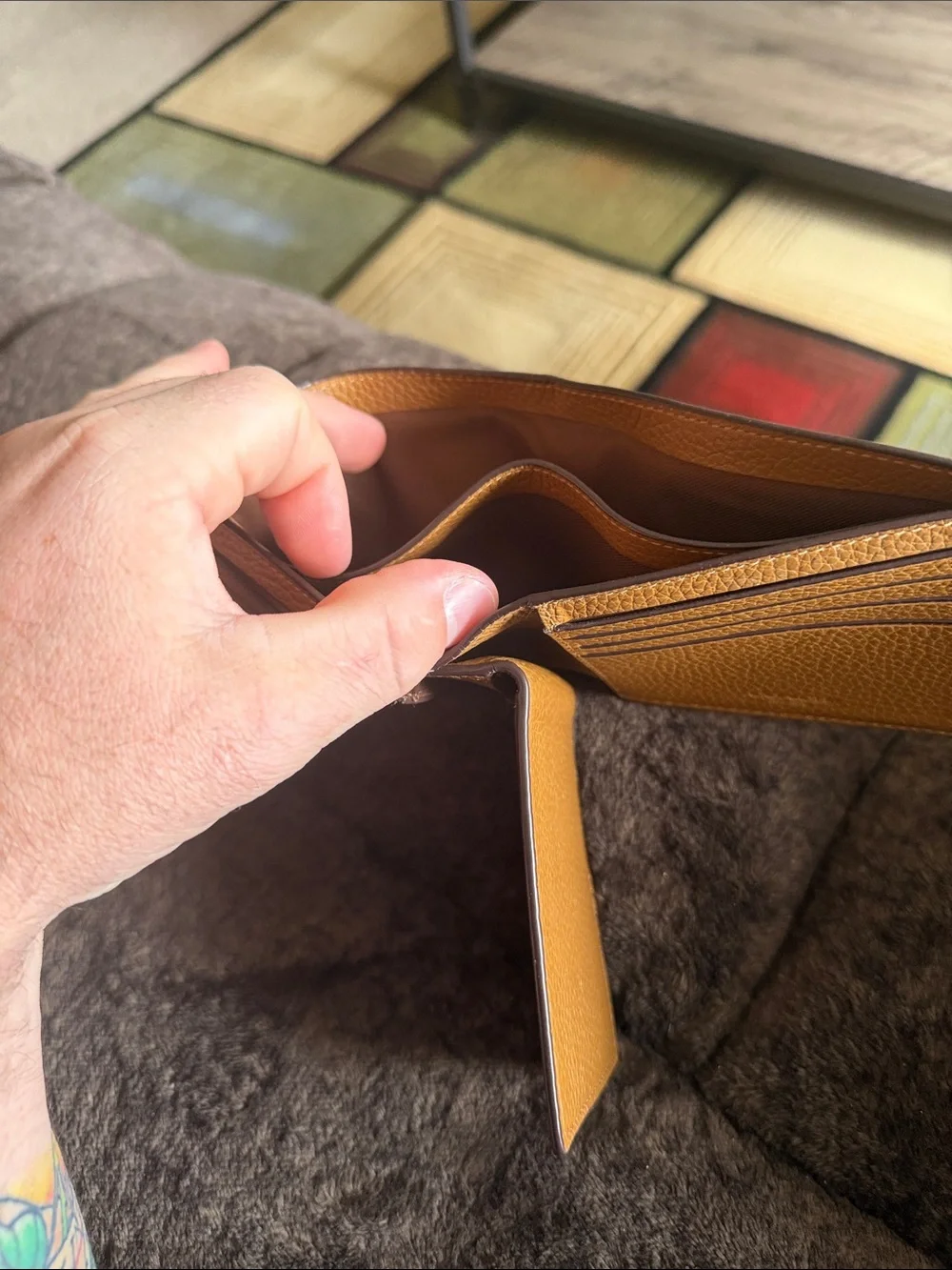 Coach Pebbled Leather Men's Wallet in Tan